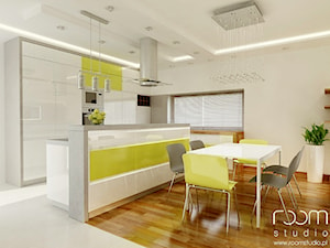 Dom parterowy - Średnia biała jadalnia w salonie - zdjęcie od ROOM STUDIO