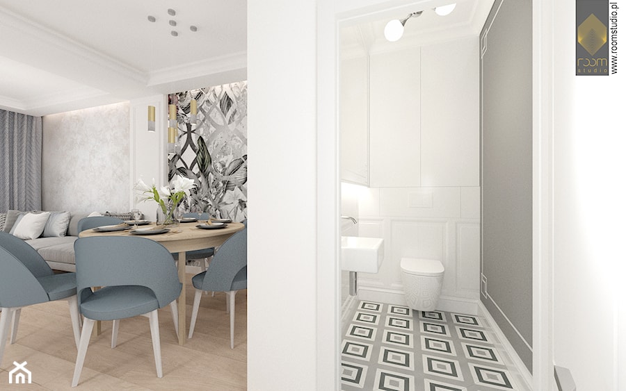 Ołtaszyn - Projekt domu - Mała na poddaszu bez okna łazienka, styl nowoczesny - zdjęcie od ROOM STUDIO
