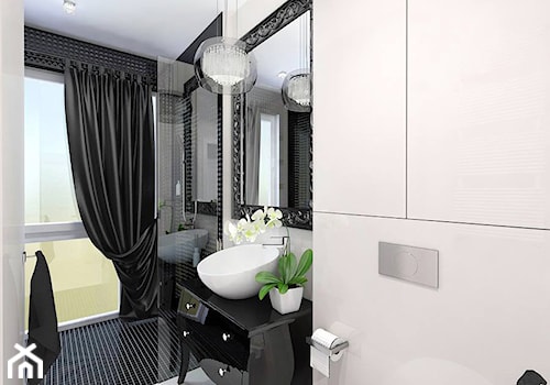 Mieszkanie z akcentami glamour - Duża z punktowym oświetleniem łazienka z oknem, styl glamour - zdjęcie od ROOM STUDIO