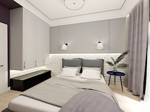 Ołtaszyn - Projekt domu - Średnia biała czarna szara sypialnia, styl glamour - zdjęcie od ROOM STUDIO