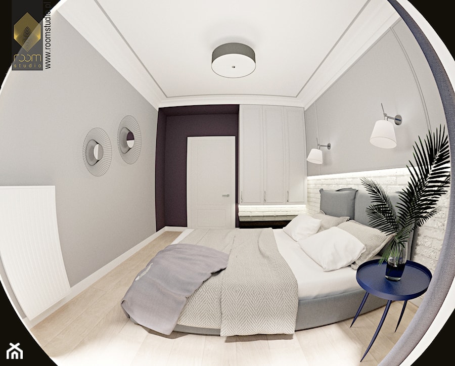 Ołtaszyn - Projekt domu - Średnia szara sypialnia, styl glamour - zdjęcie od ROOM STUDIO