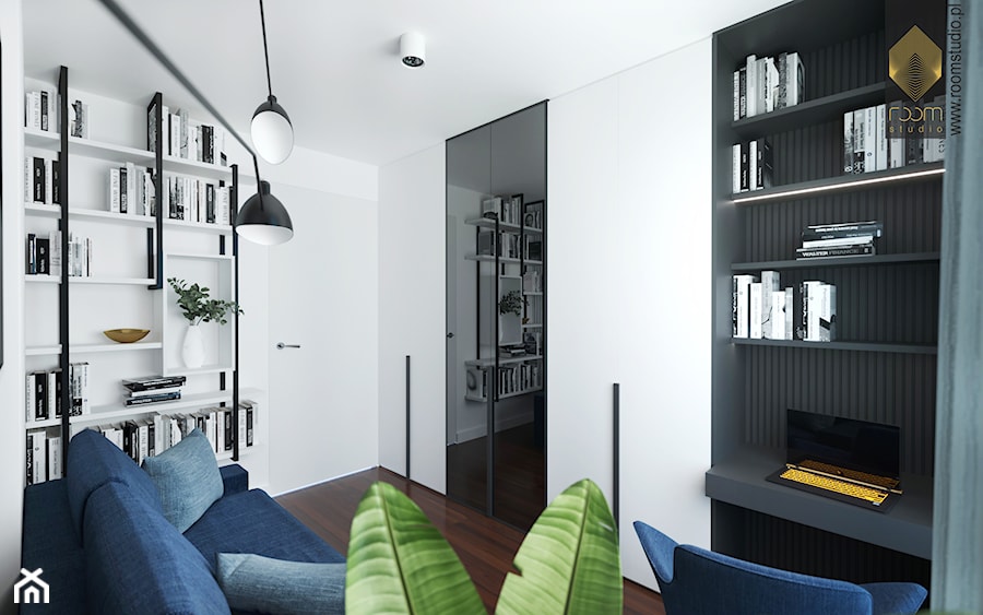 Apartament nad Odrą we Wrocławiu - Średnia biała z biurkiem sypialnia, styl nowoczesny - zdjęcie od ROOM STUDIO