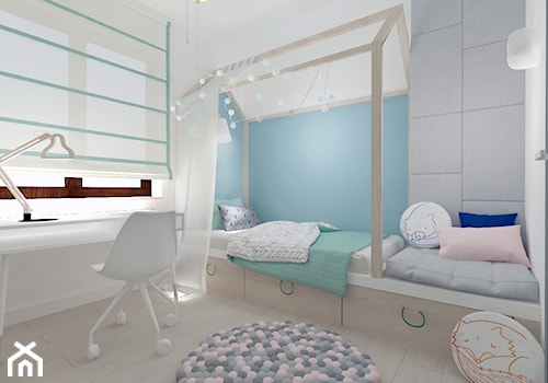 Dziewczęce pokoje - Średni biały szary pokój dziecka dla dziecka dla nastolatka dla chłopca, styl skandynawski - zdjęcie od ROOM STUDIO