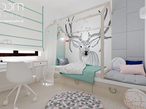 Dziewczęce pokoje - Mały biały szary zielony pokój dziecka dla dziecka dla nastolatka dla chłopca dla dziewczynki, styl skandynawski - zdjęcie od ROOM STUDIO