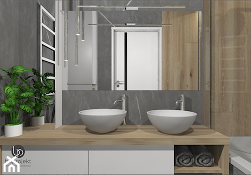dwie umywalki w łazience - zdjęcie od BOPROJEKT Pracownia Projektowa