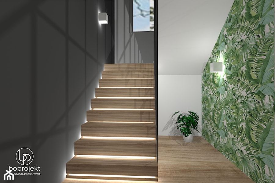 Drewniane schody z podświetleniem - zdjęcie od BOPROJEKT Pracownia Projektowa