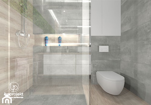 Szara łazienka z prysznicem - zdjęcie od BOPROJEKT Pracownia Projektowa
