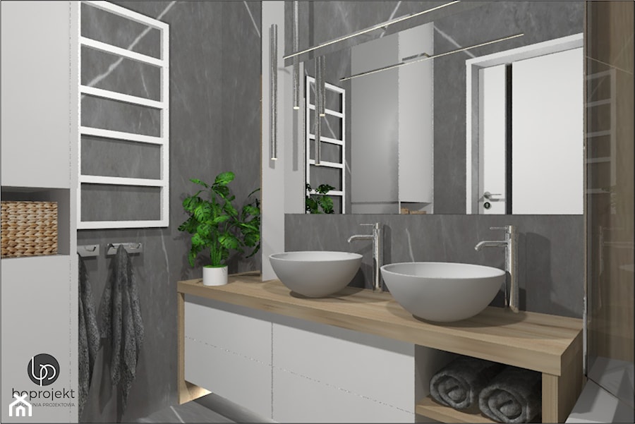 łazienka z wanną łazienka z dwiema umywalkami - zdjęcie od BOPROJEKT Pracownia Projektowa