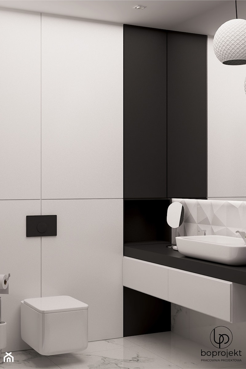Łazienka biało czarna - zdjęcie od BOPROJEKT Pracownia Projektowa