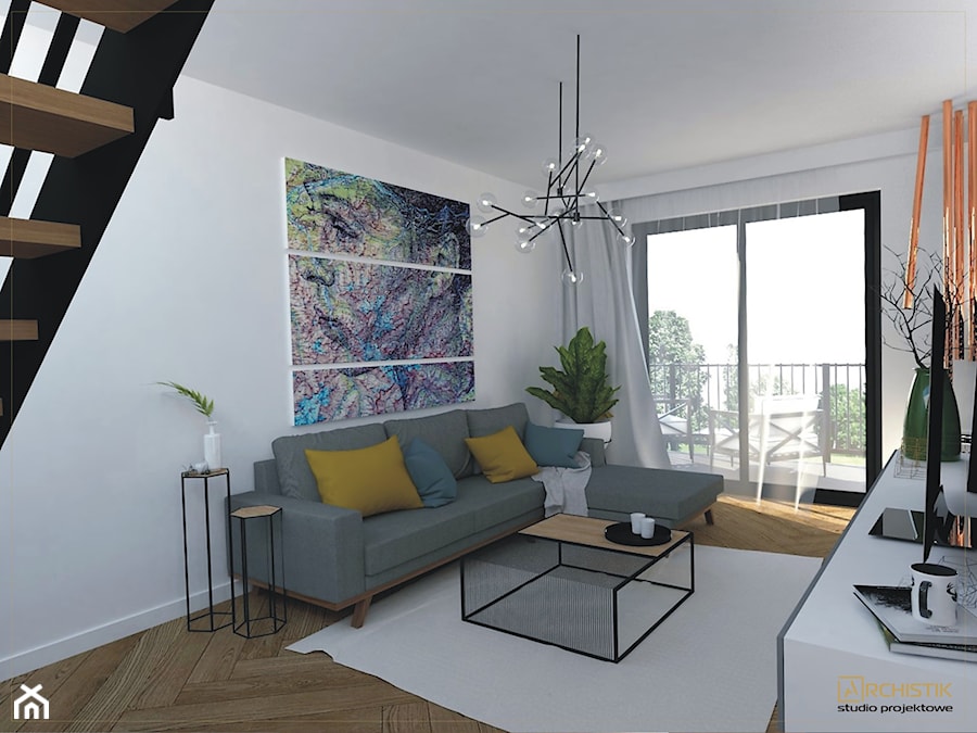 Dwupoziomowe mieszkanie we Wrocławiu - Salon, styl nowoczesny - zdjęcie od ARCHISTIK Studio Projektowe