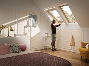 Poddasze - Inspiracje VELUX - Średnia beżowa biała sypialnia - zdjęcie od VELUX