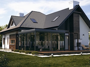 wizualizacje 2 - Duży z meblami ogrodowymi taras z tyłu domu, styl tradycyjny - zdjęcie od ALPINA Ogrody zimowe ,. oranżerie, zadaszenia, szkło architektoniczne