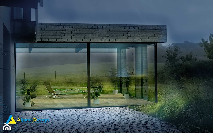 WIZUALIZACJE 1 - Ogród, styl nowoczesny - zdjęcie od ALPINA Ogrody zimowe ,. oranżerie, zadaszenia, szkło architektoniczne