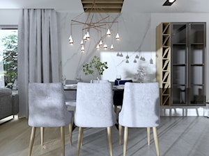 Salon z kuchnią w nowoczesnym stylu - Średni biały salon z jadalnią, styl nowoczesny - zdjęcie od Happy Home