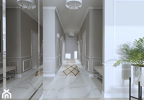 Salon w stylu nowojorskim - Duży biały szary hol / przedpokój, styl glamour - zdjęcie od Happy Home
