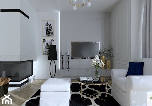 Salon Styl Nowojorski - Średni biały salon, styl glamour - zdjęcie od Happy Home