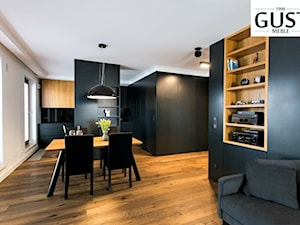 Apartament na Solcu - Średni biały czarny salon z kuchnią z jadalnią, styl nowoczesny - zdjęcie od GUST MEBLE