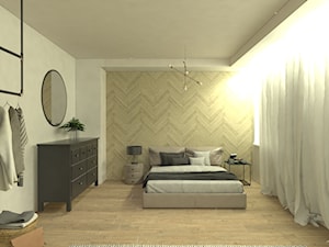 sypialnia - Duża beżowa biała sypialnia, styl nowoczesny - zdjęcie od przepisynawnetrza.pl