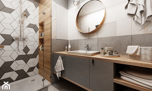 biało-szara łazienka w stylu minimalistycznym