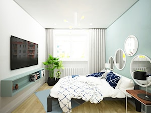 Remont mieszkania pod inwestycję - Średnia biała niebieska sypialnia, styl skandynawski - zdjęcie od Wnętrza od NOWA