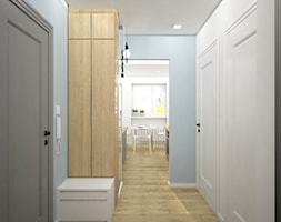 Remont mieszkania pod inwestycję - Średni biały niebieski hol / przedpokój, styl skandynawski - zdjęcie od Wnętrza od NOWA - Homebook