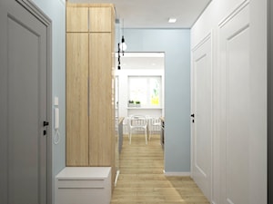 Remont mieszkania pod inwestycję - Średni biały niebieski hol / przedpokój, styl skandynawski - zdjęcie od Wnętrza od NOWA