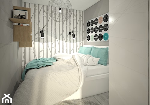 Male mieszkanie - Mała biała szara sypialnia, styl skandynawski - zdjęcie od Wnętrza od NOWA