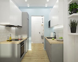 Remont mieszkania pod inwestycję - Średnia zamknięta szara z zabudowaną lodówką z nablatowym zlewozm ... - zdjęcie od Wnętrza od NOWA - Homebook