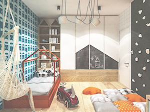 Mieszkanie dla odważnych klientów - Duży biały czarny niebieski pokój dziecka dla dziecka dla nastolatka dla chłopca dla dziewczynki, styl nowoczesny - zdjęcie od Wnętrza od NOWA