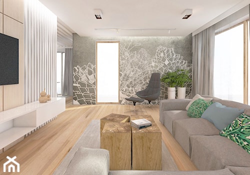 Projekt domu 160m2 - Średni biały szary salon, styl nowoczesny - zdjęcie od Wnętrza od NOWA