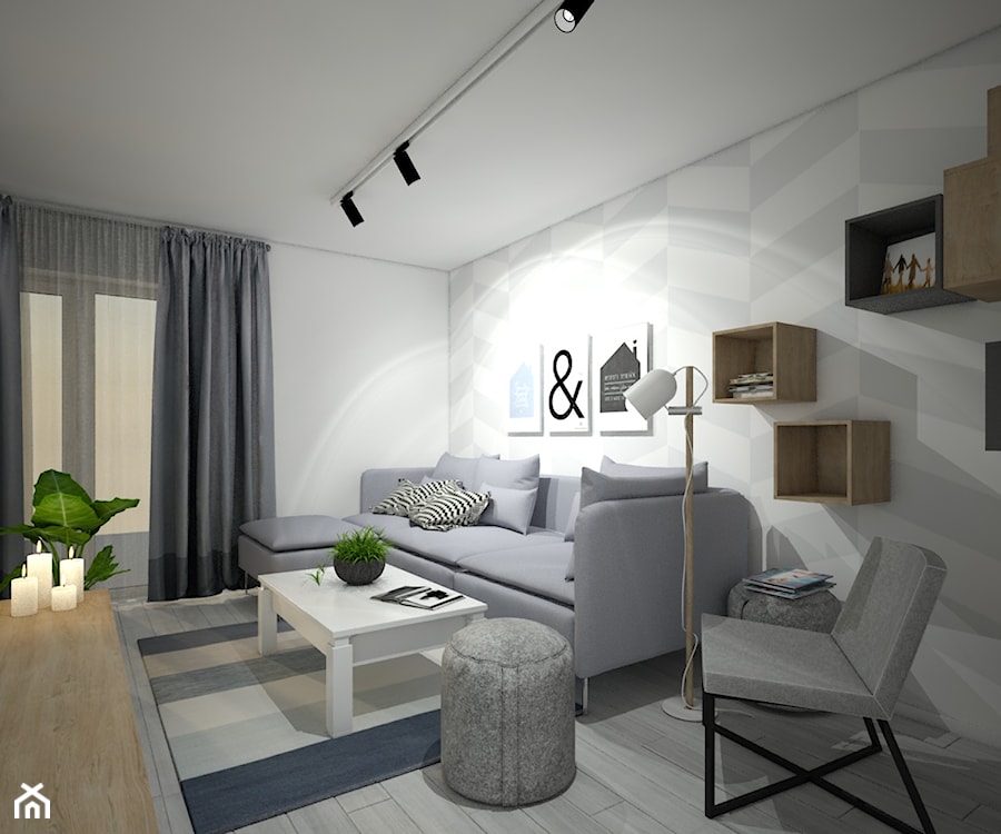 Male mieszkanie - Mały biały salon, styl skandynawski - zdjęcie od Wnętrza od NOWA