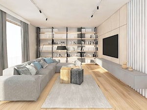 Mieszkanie dla odważnych klientów - Średni biały salon z bibiloteczką, styl nowoczesny - zdjęcie od Wnętrza od NOWA