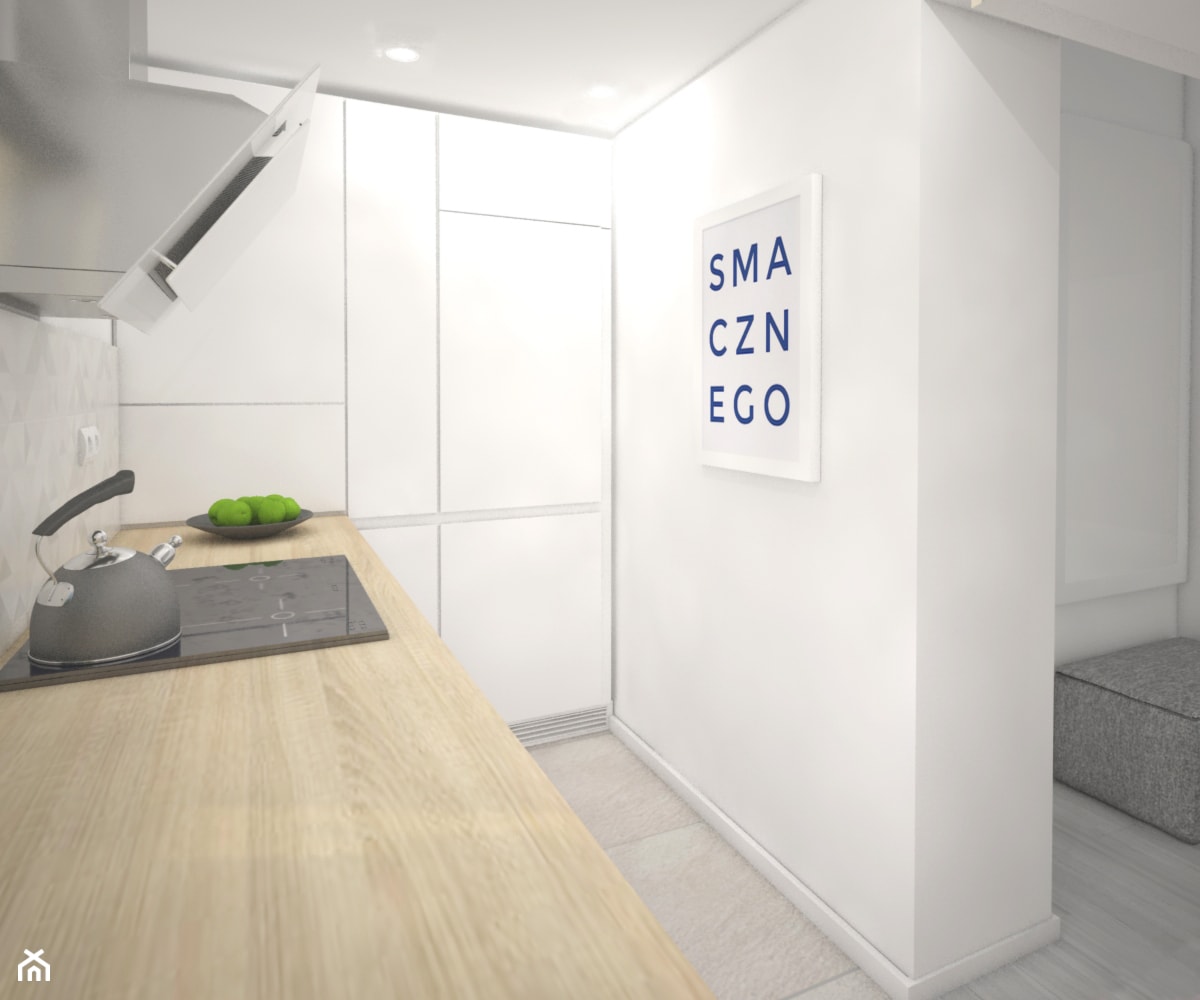 Male mieszkanie - Średnia otwarta biała z zabudowaną lodówką kuchnia w kształcie litery l, styl skandynawski - zdjęcie od Wnętrza od NOWA - Homebook