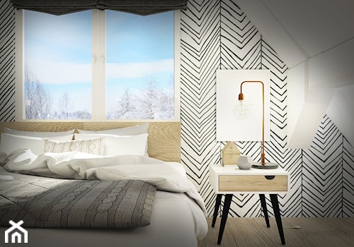 Sypialnia na poddaszu - Średnia sypialnia na poddaszu, styl skandynawski - zdjęcie od Wnętrza od NOWA