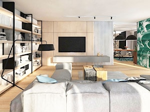 Mieszkanie dla odważnych klientów - Duży biały salon z jadalnią, styl nowoczesny - zdjęcie od Wnętrza od NOWA