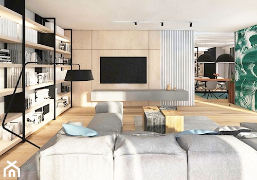 Mieszkanie dla odważnych klientów - Duży biały salon z jadalnią, styl nowoczesny - zdjęcie od Wnętrza od NOWA