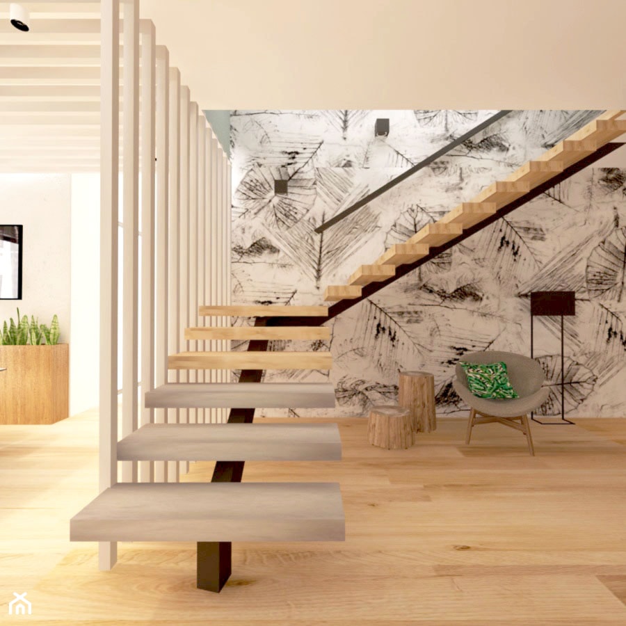 Projekt domu 160m2 - Średni beżowy hol / przedpokój, styl rustykalny - zdjęcie od Wnętrza od NOWA