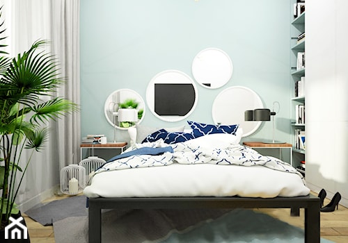 Remont mieszkania pod inwestycję - Średnia biała niebieska sypialnia, styl skandynawski - zdjęcie od Wnętrza od NOWA
