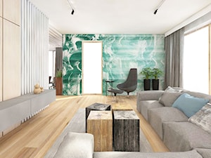 Mieszkanie dla odważnych klientów - Duży biały zielony salon, styl nowoczesny - zdjęcie od Wnętrza od NOWA