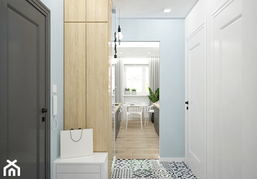Mieszkanie na wynajem dla studentów - Średni niebieski hol / przedpokój, styl skandynawski - zdjęcie od Wnętrza od NOWA