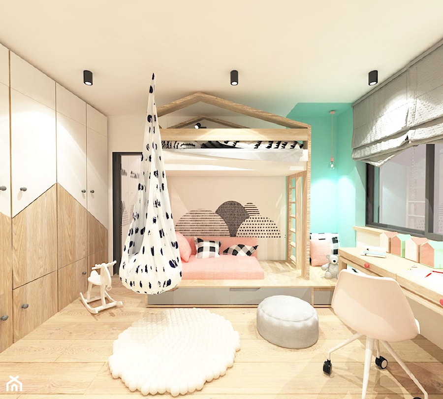 Mieszkanie dla odważnych klientów - Średni biały zielony pokój dziecka dla dziecka dla nastolatka dla dziewczynki, styl skandynawski - zdjęcie od Wnętrza od NOWA