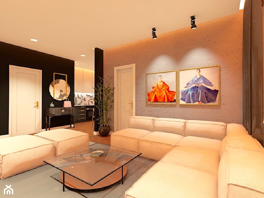 Dwupokojowe mieszkanie 46m2 - Salon, styl nowoczesny - zdjęcie od Gosha Malgorzata Masek