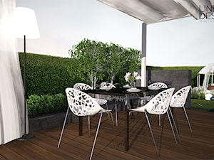 Projekt ogrodu przydomowego w Solcu - Średni ogród za domem z altaną z jacuzzi, styl nowoczesny - zdjęcie od Line Design