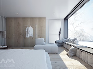 Projekt wnętrz domu pod Białymstokiem_wersja1 - Średnia biała sypialnia z garderobą - zdjęcie od Ania Masłowska