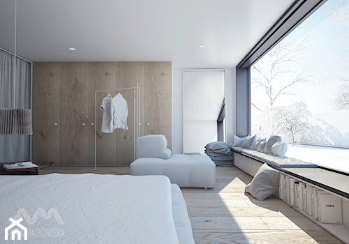 Projekt wnętrz domu pod Białymstokiem_wersja1 - Średnia biała sypialnia z garderobą - zdjęcie od Ania Masłowska