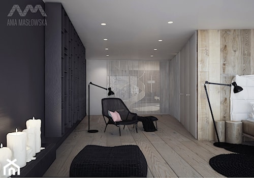 Projekt wnętrz domu pod Białymstokiem_wersja2 - Duża czarna sypialnia, styl skandynawski - zdjęcie od Ania Masłowska