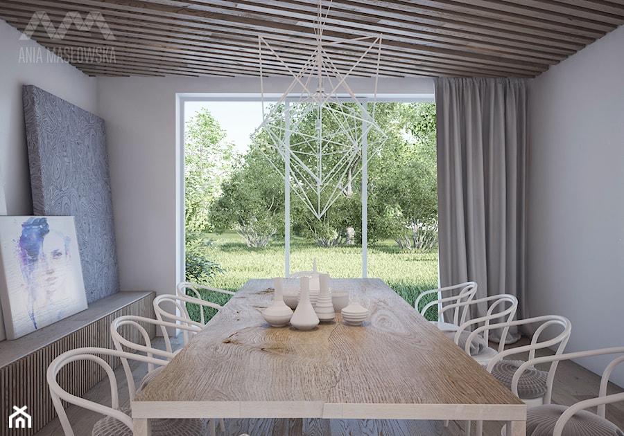 Projekt domu w Józefowie - Średnia szara jadalnia jako osobne pomieszczenie, styl minimalistyczny - zdjęcie od Ania Masłowska