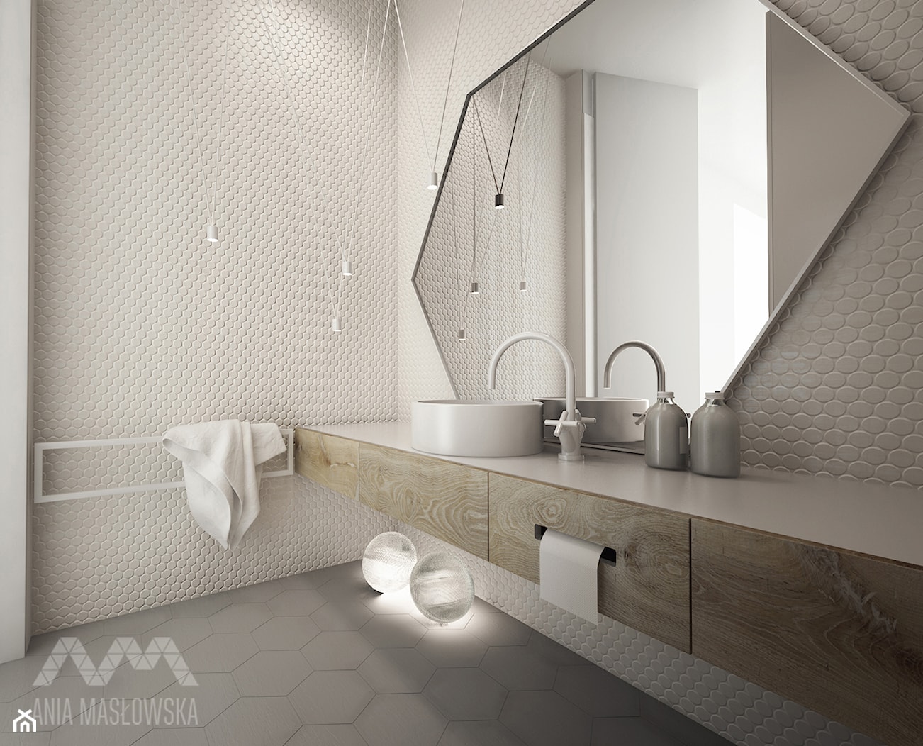Projekt domu w Józefowie - Średnia bez okna łazienka, styl minimalistyczny - zdjęcie od Ania Masłowska - Homebook