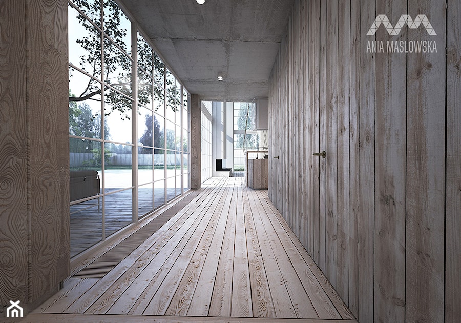 Dom jednorodzinny 450 m2 - Duży beżowy hol / przedpokój, styl skandynawski - zdjęcie od Ania Masłowska