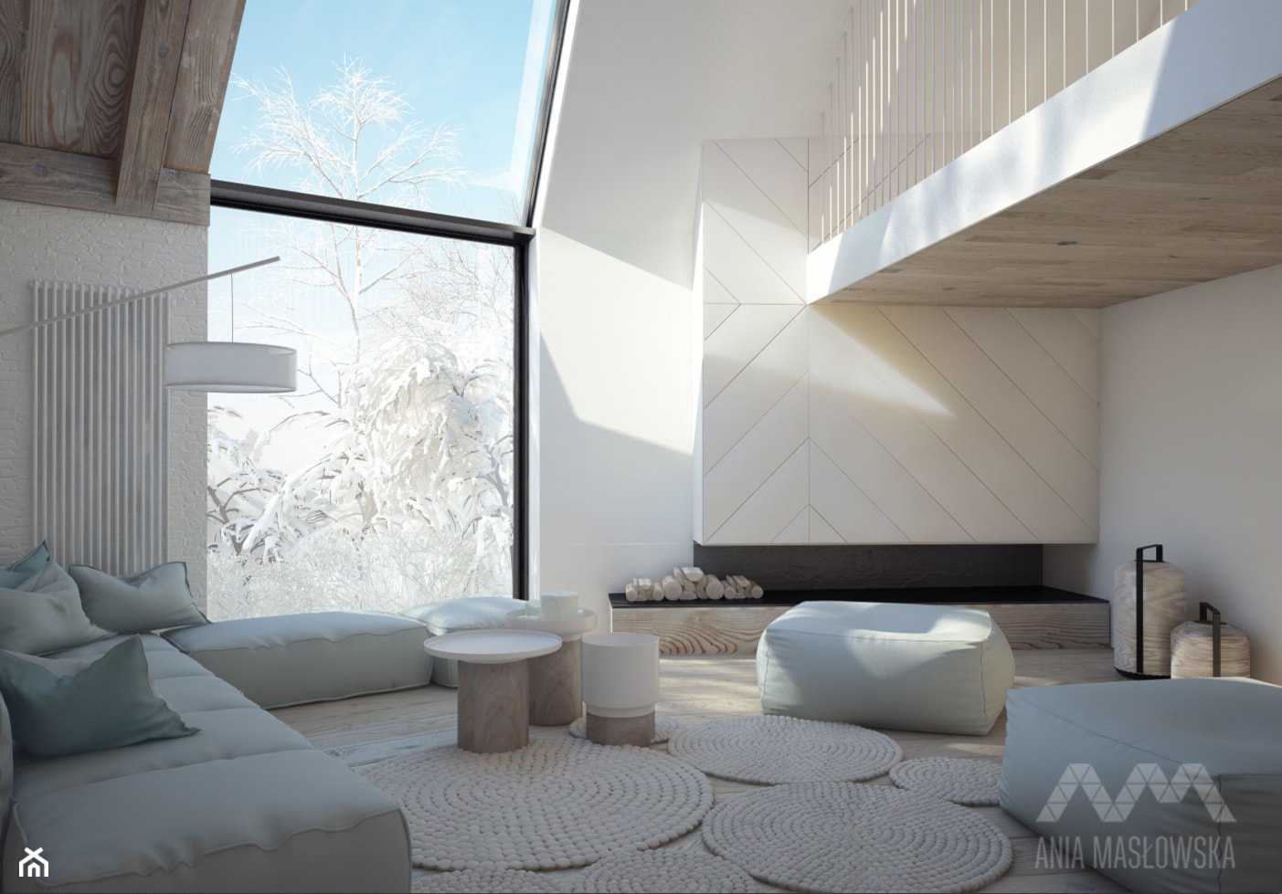 Projekt wnętrz domu pod Białymstokiem_wersja1 - Średni biały salon - zdjęcie od Ania Masłowska - Homebook